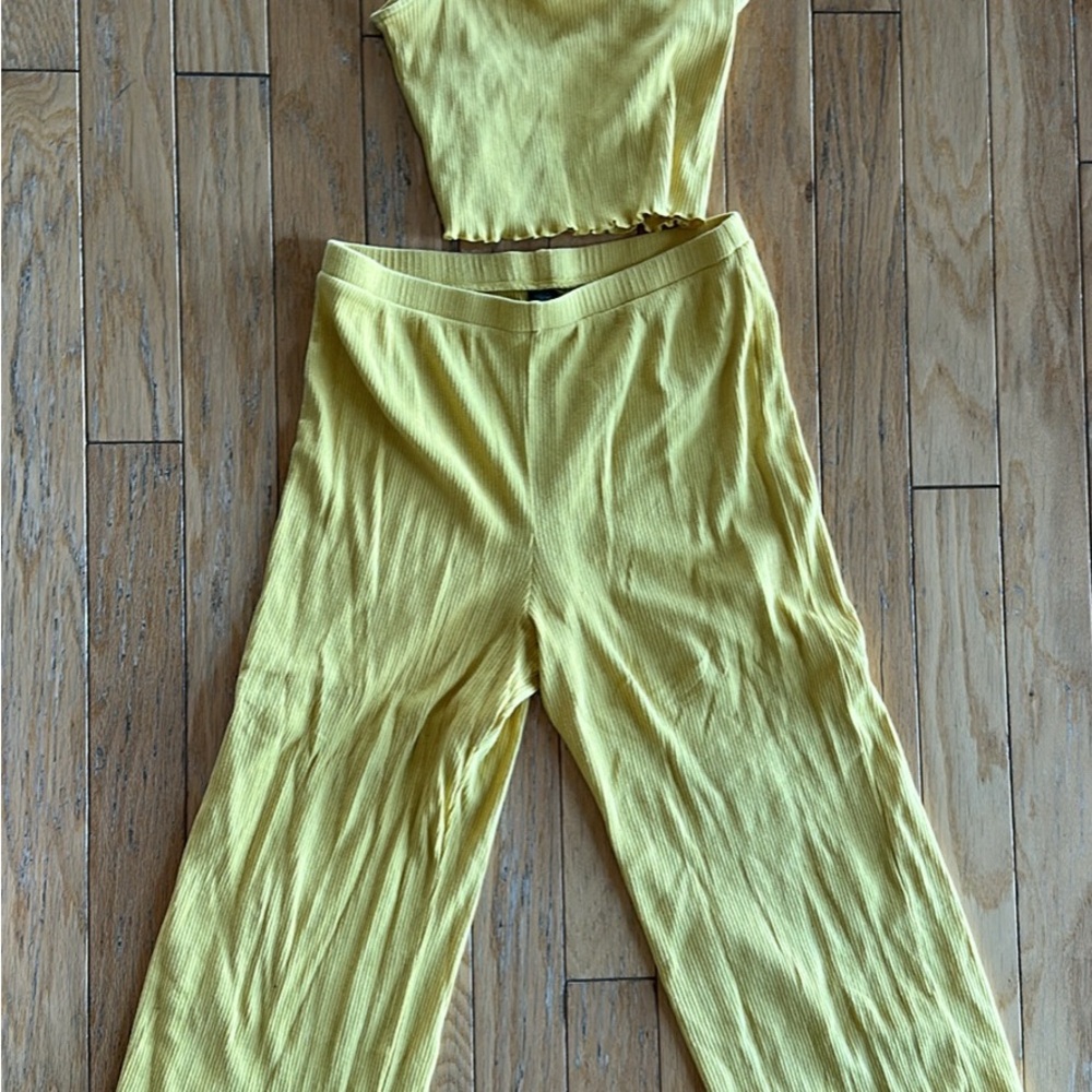 Wild Fable Yellow Wide Leg Two-Piece Set